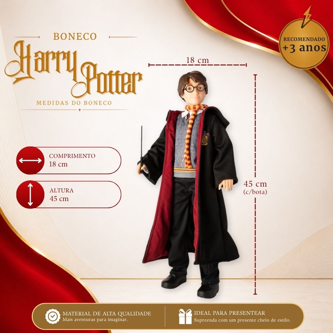 Boneco Harry Potter Articulado Capa Varinha Hogwarts Brinquedo Infantil Criança Diversão Brincar Presente Colecionável F - Imagem 5