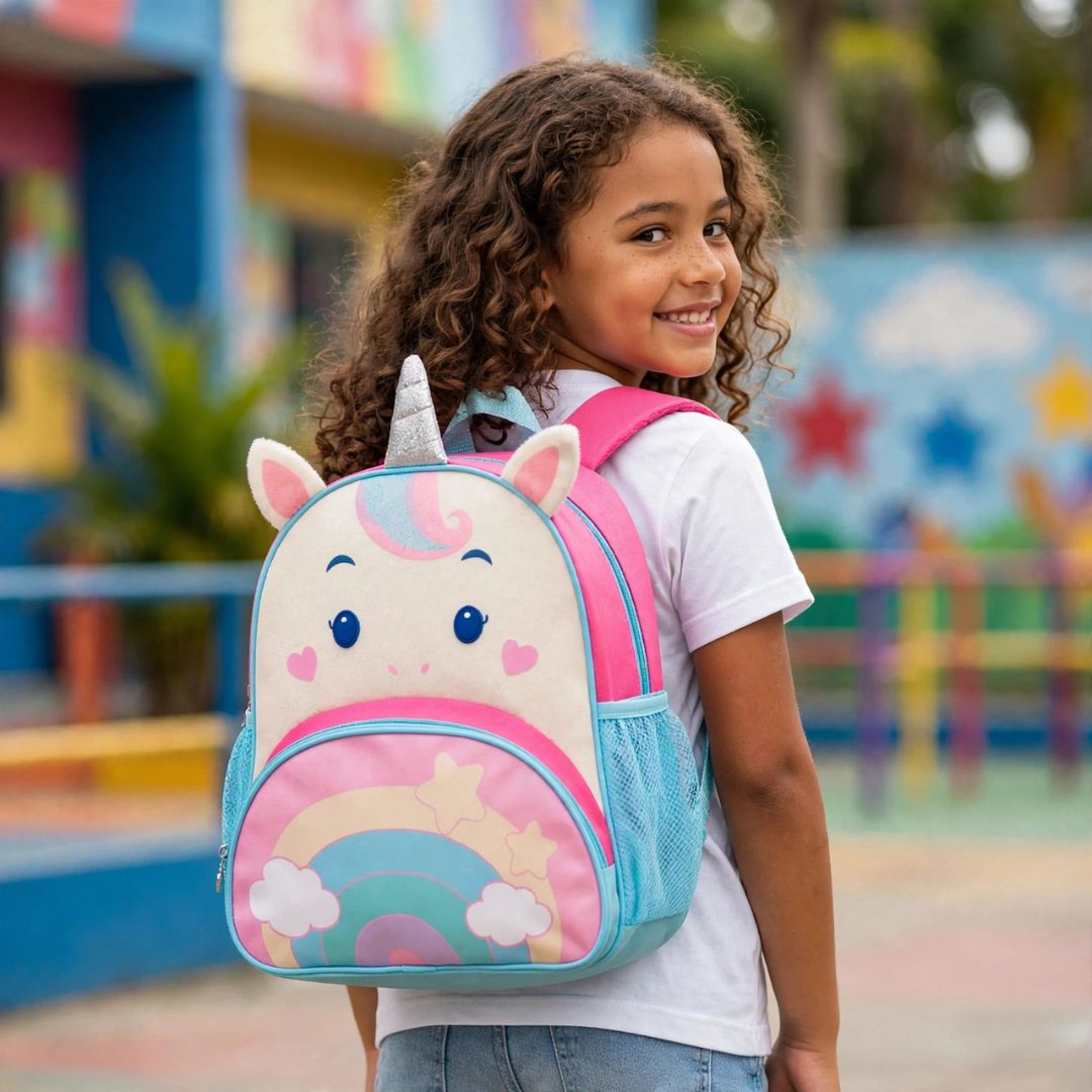 Mochila de Costas Unicórnio Infantil 13L Escolar Volta as Aulas Menina Passeio Viagem Resistente - Imagem 4