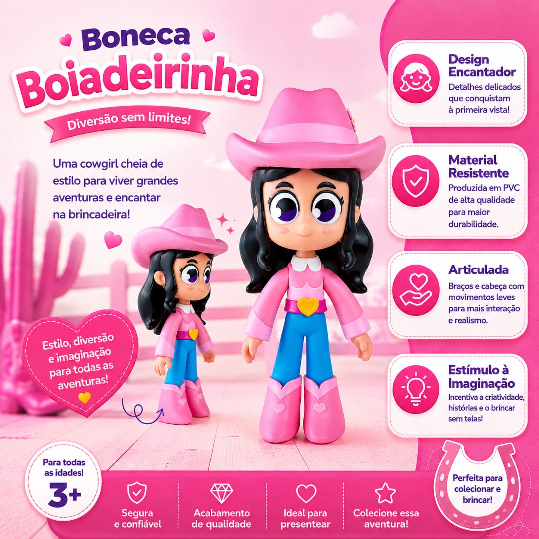 Boneca Turma da Boiadeirinha Brinquedo Infantil Baby Brink Fazenda Ana Castela Cantora Menina Diversão Presente Criança - Imagem 2