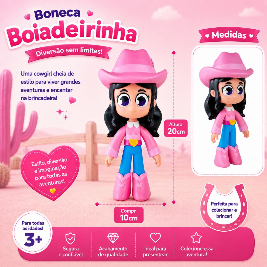 Boneca Turma da Boiadeirinha Brinquedo Infantil Baby Brink Fazenda Ana Castela Cantora Menina Diversão Presente Criança - Imagem 5