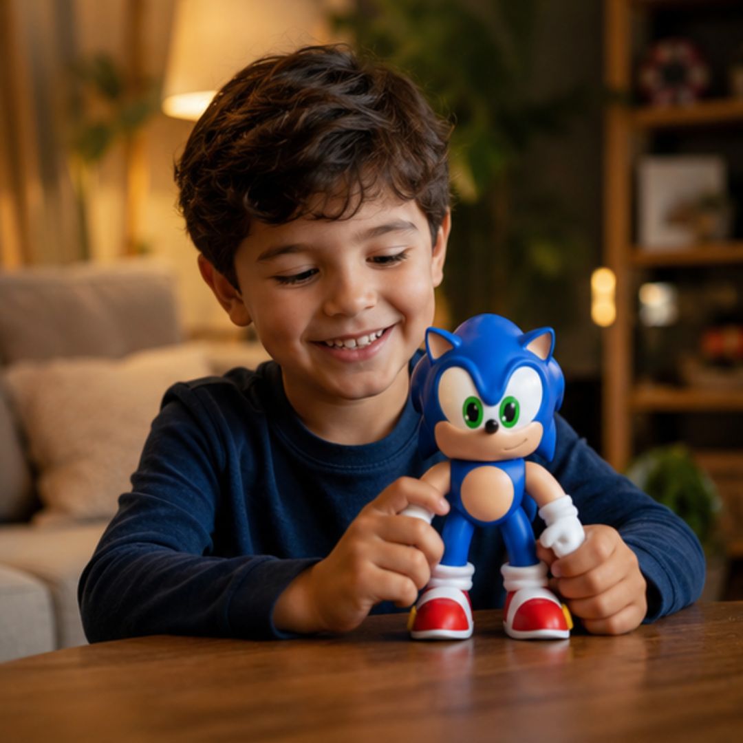 Boneco Sonic The Hedgehog Brinquedo Azul Infantil Colecionável Presente Criança Diversão Filme - Imagem 4