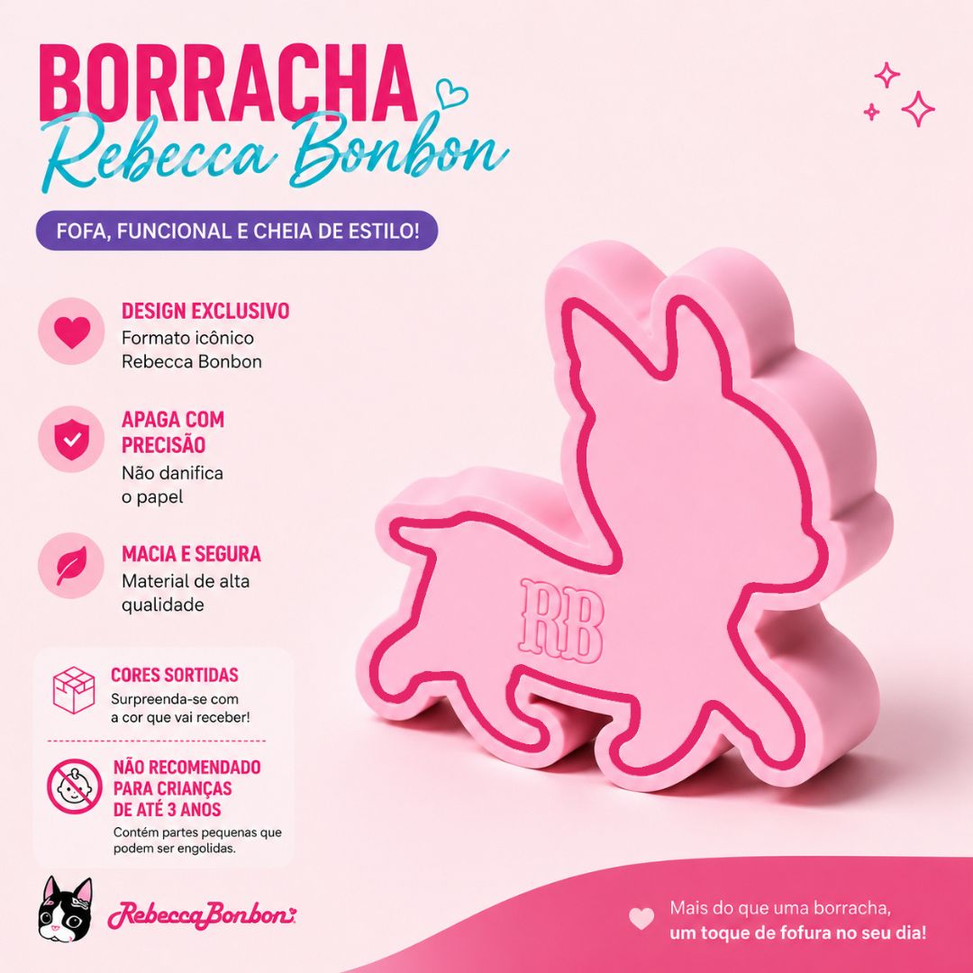 Borracha Formato Cachorrinho Rebecca Bonbon Escolar Cores Sortidas Volta Aulas Estudo Fofa Corrigir Divertido Apagar - Imagem 2
