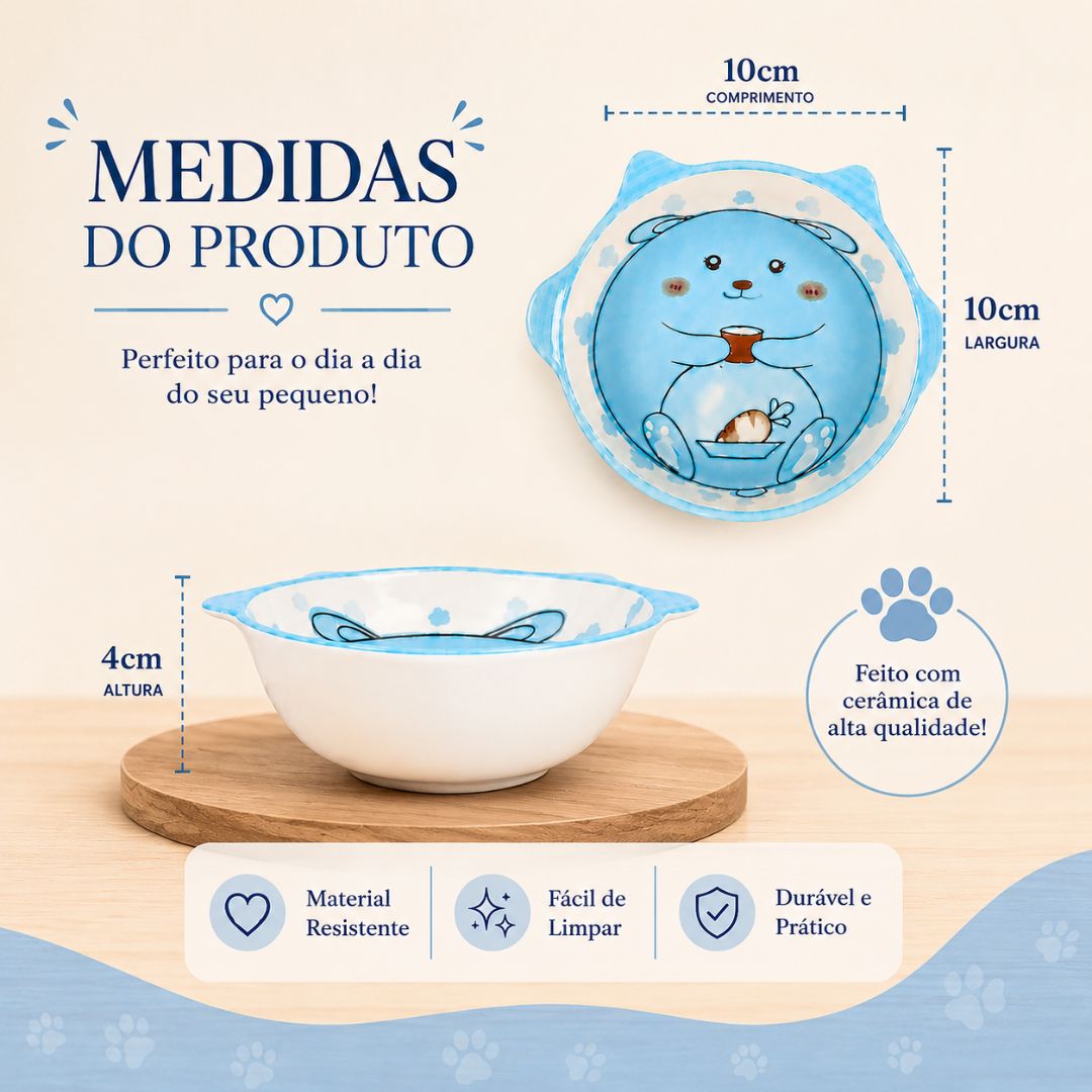 Bowl Cerâmica 150ml Cereja Urso Panda Gato Urso Petisco Sobremesa Jantar Almoço Mesa Posta Presente - Imagem 3
