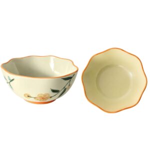Bowl de Cerâmica Floral 300ml Jantar Mesa Posta Frutas Petiscos Saladas Funcional Design Exclusivo Resistente Presente