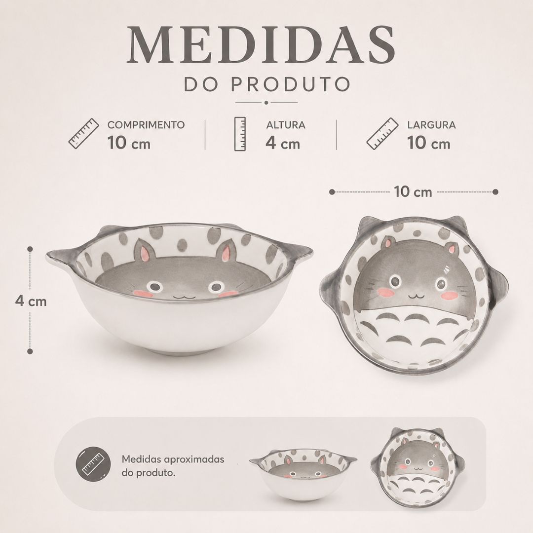 Bowl Cerâmica 150ml Cereja Urso Panda Gato Urso Petisco Sobremesa Jantar Almoço Mesa Posta Presente - Imagem 9