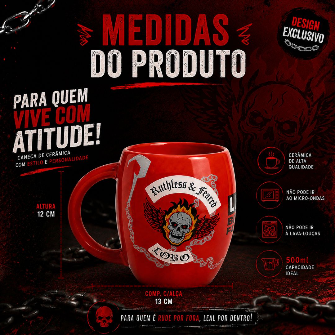 Caneca DC Lobo Cerâmica 500ml Vermelha Geek Presente Café Chá Bebidas Quentes - Imagem 5