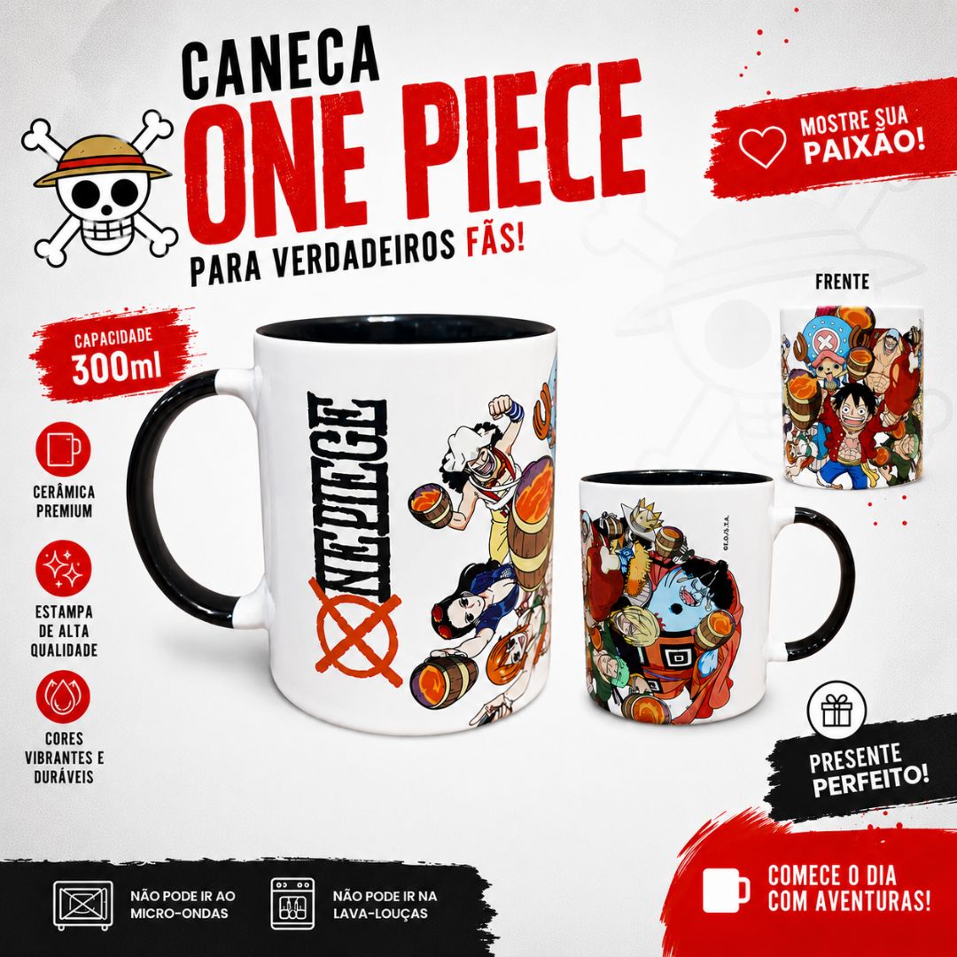 Caneca One Piece Universo Cerâmica 300ml Anime Geek Decorativa Presente Bebidas Quentes Café Chá - Imagem 2