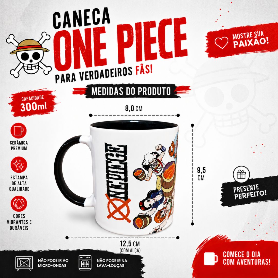 Caneca One Piece Universo Cerâmica 300ml Anime Geek Decorativa Presente Bebidas Quentes Café Chá - Imagem 5