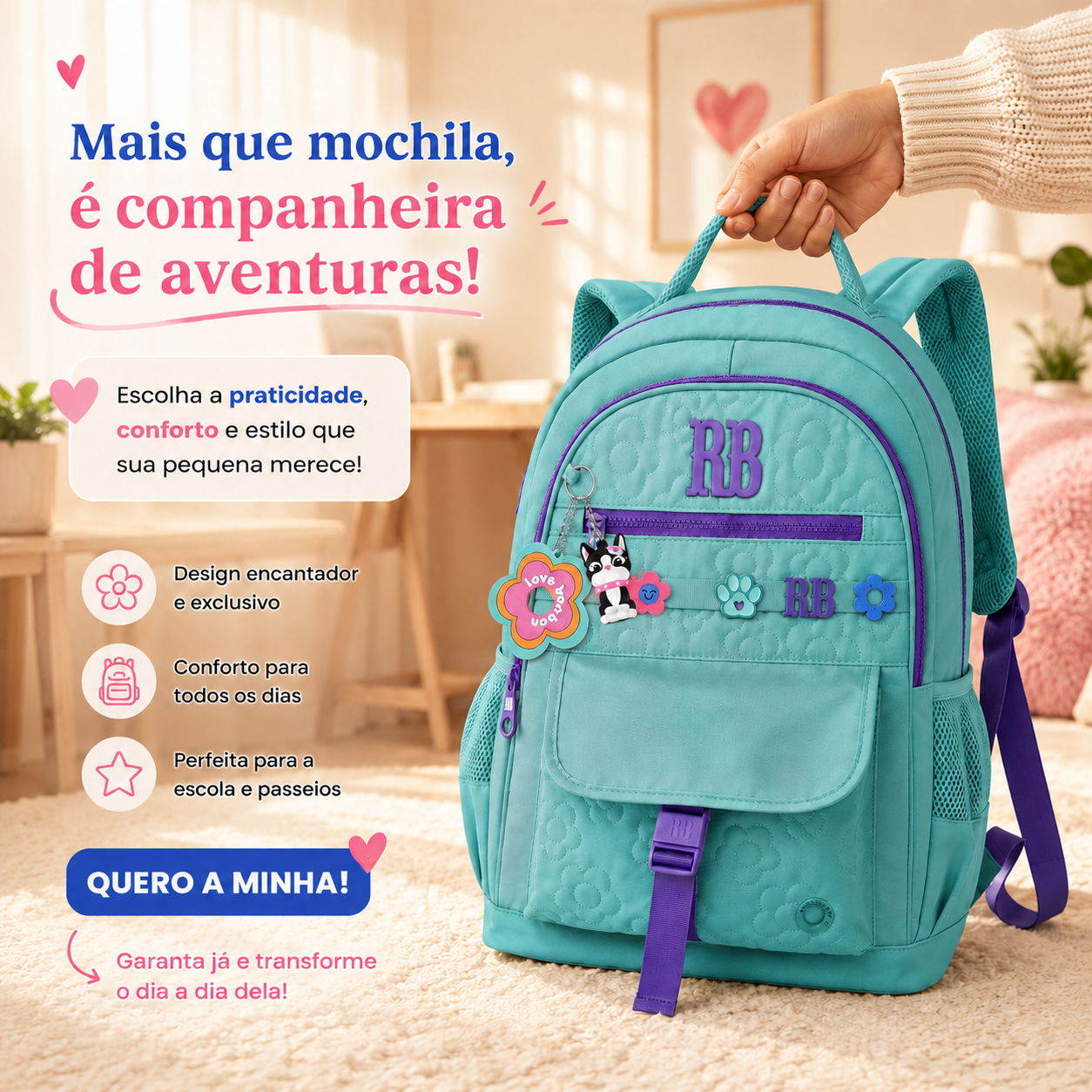 Mochila de Costas Rebecca Bonbon Escolar Juvenil Feminino Estilosa Volta as Aulas Passeio Viagem - Imagem 4