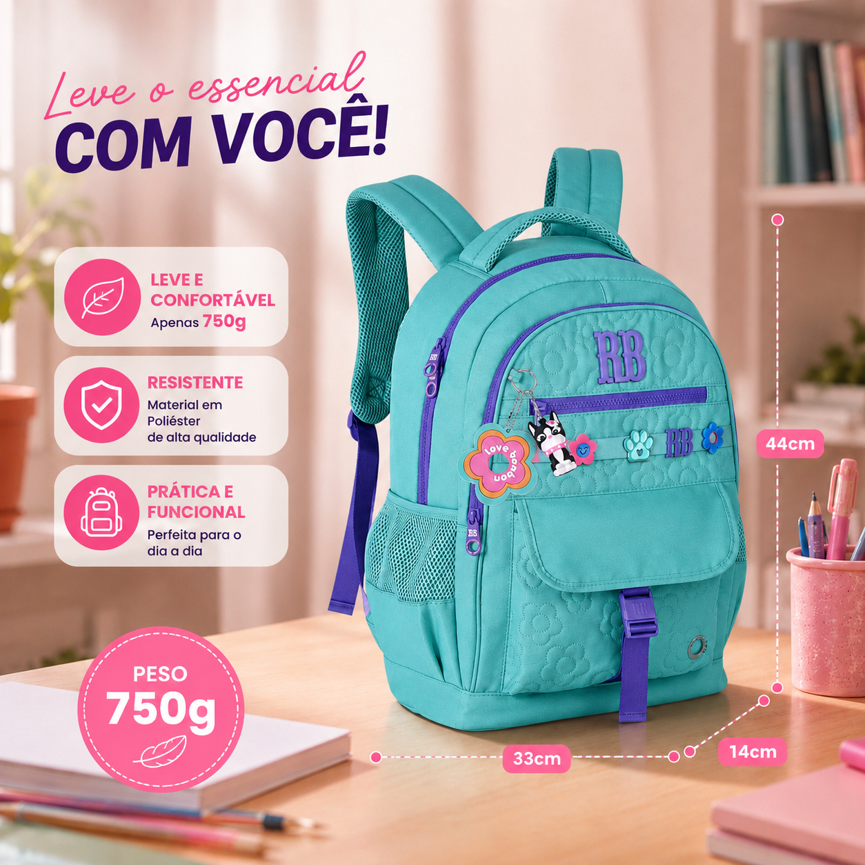 Mochila de Costas Rebecca Bonbon Escolar Juvenil Feminino Estilosa Volta as Aulas Passeio Viagem - Imagem 5