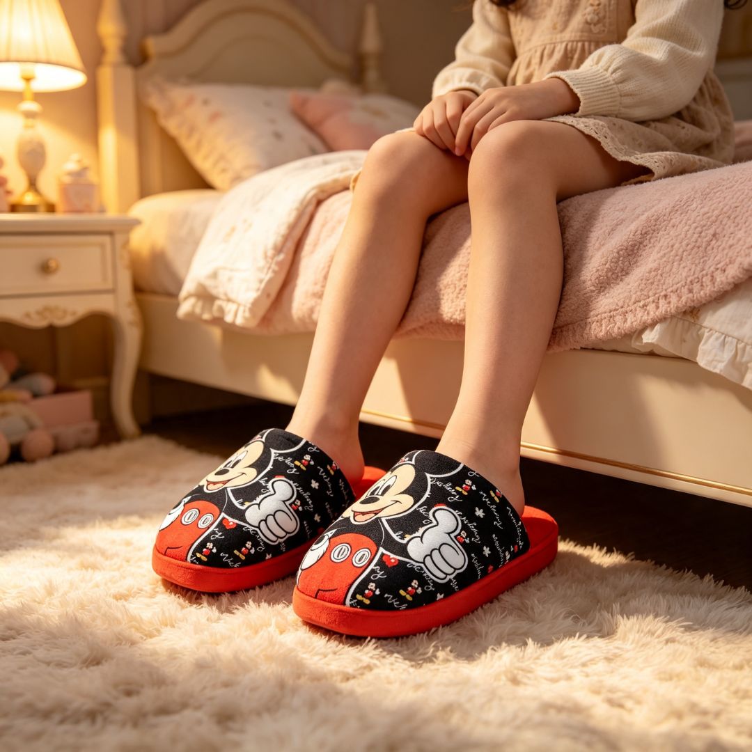 Pantufa Chinelo Mickey Mouse Disney Aconchegante Confortável Inverno Quarto Antiderrapante - Imagem 3