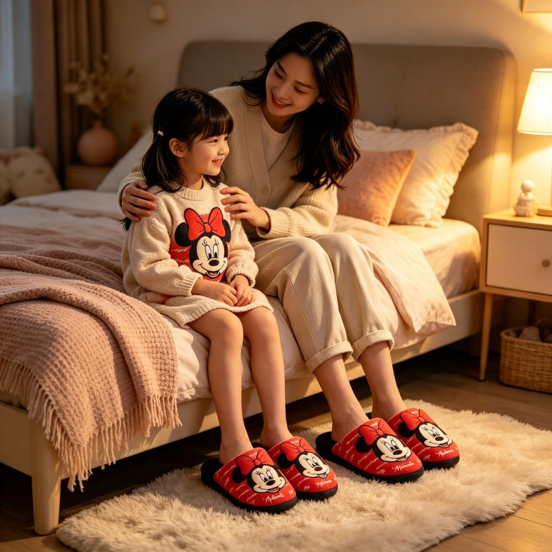 Pantufa Chinelo Minnie Mouse Disney Aconchegante Confortável Inverno Menina Quarto Antiderrapante - Imagem 4