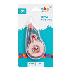 Fita Corretiva 5mm x 12m Cores Diversas Escolar Caderno Papelaria Corretivo em Fita Volta Aulas Estudo Correção