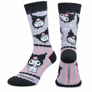 Meia Kuromi Sanrio Tam Único Adulto Roxa Cano Alto Confortável Inverno Presente Feminina