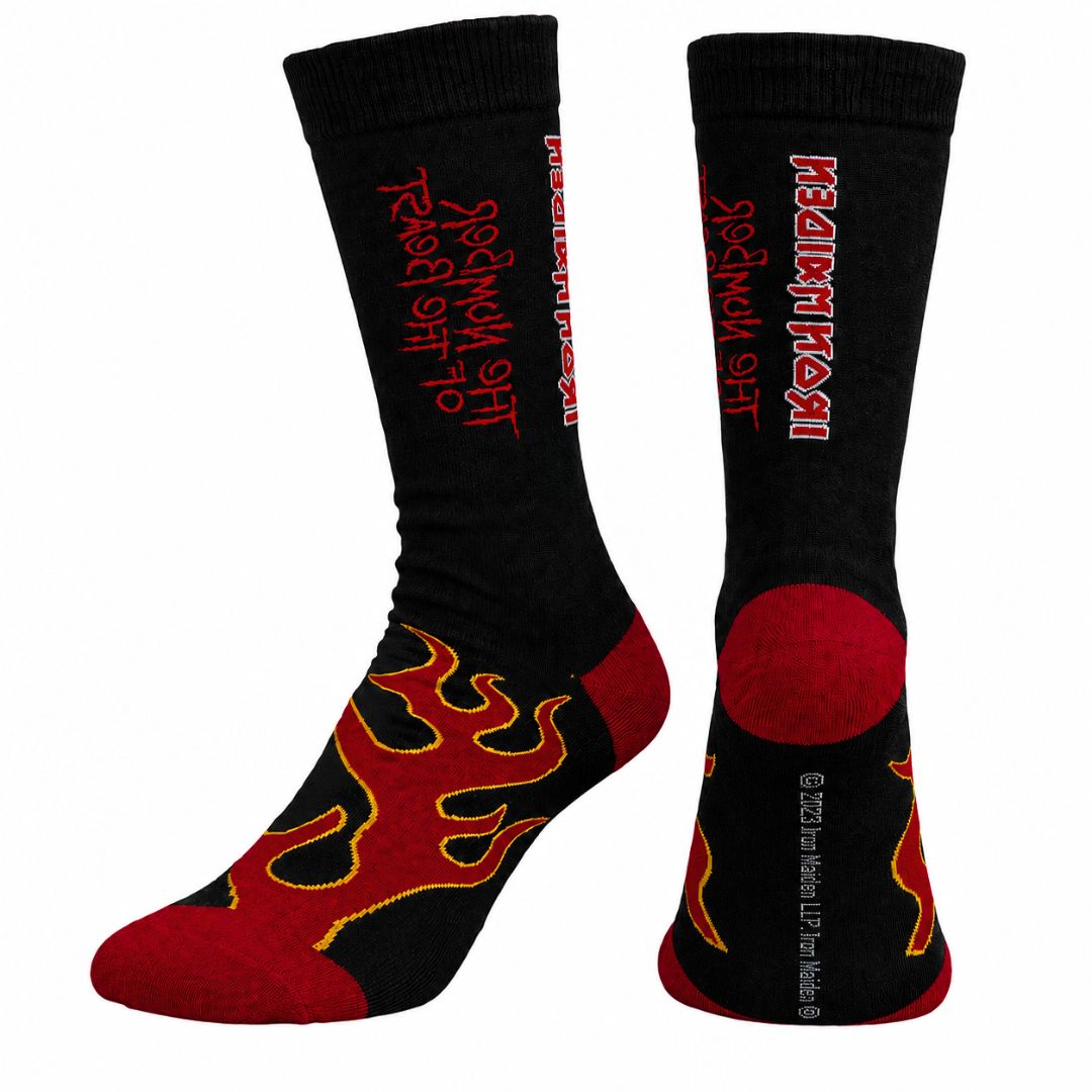 Meia Iron Maiden Fire Tam Único Adulto Cano Alto Heavy Metal Confortável Inverno Presente Rock Banda