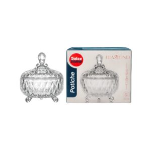 Potiche Diamond Vidro Tampa Bomboniere Decoração Sala Mesa Posta Pote Decorativo Enfeite Elegante