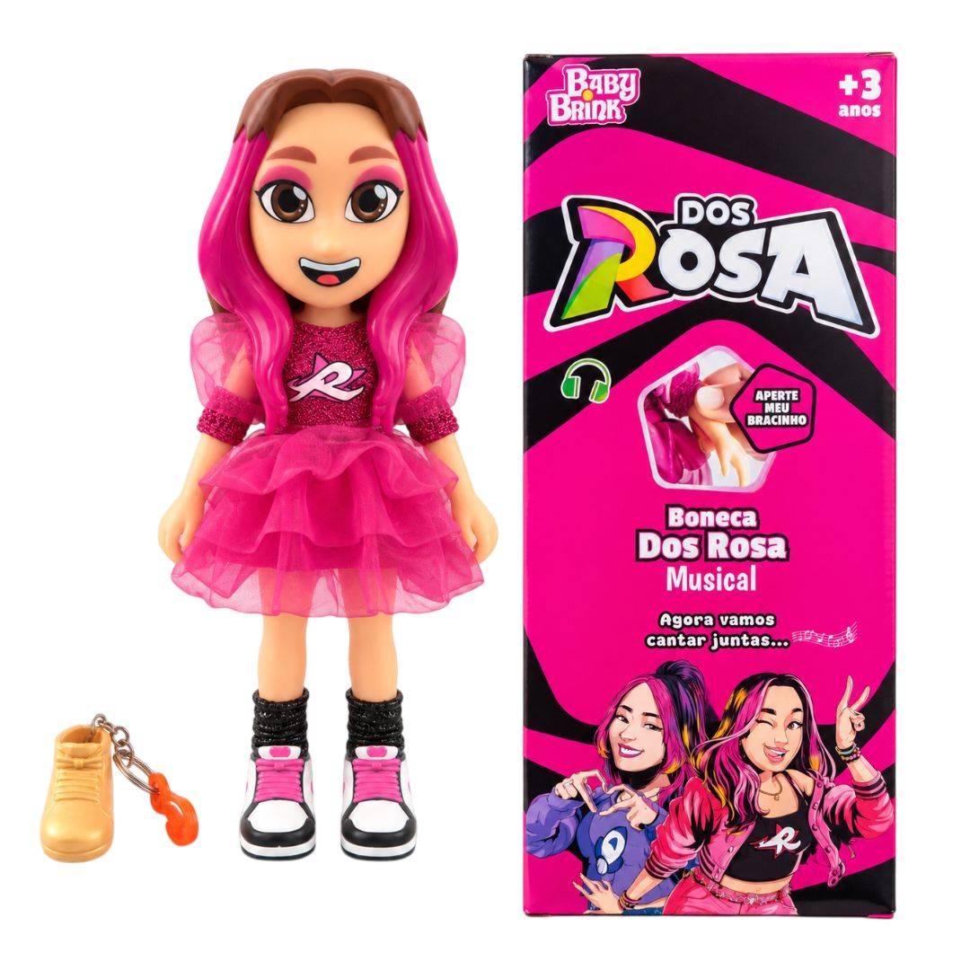 Boneca Emilly Vick Dos Rosas Musical Chaveiro Articulada Som Brinquedo Infantil Menina Brincar Youtuber Presente Criança