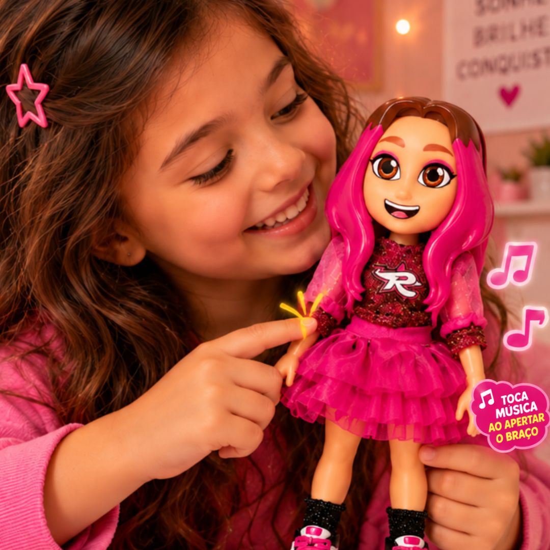 Boneca Emilly Vick Dos Rosas Musical Chaveiro Articulada Som Brinquedo Infantil Menina Brincar Youtuber Presente Criança - Imagem 3
