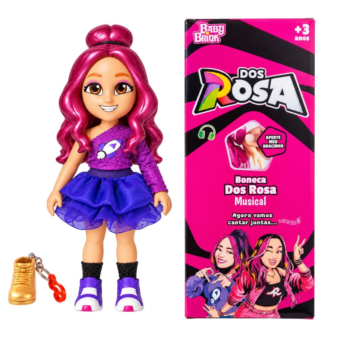 Boneca Katlen Dos Rosas Musical Chaveiro Articulada Som Brinquedo Infantil Menina Brincar Youtuber Emilly Vick Presente