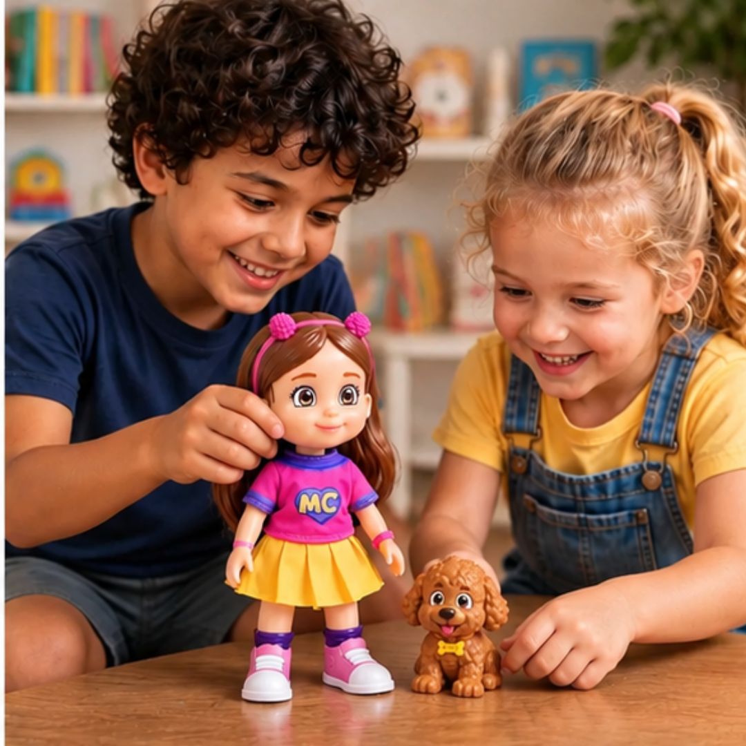 Boneca Maria Clara Tween Cachorrinha Nala Articulada Brinquedo Infantil Menina Brincar Youtuber Presente Criança - Imagem 4