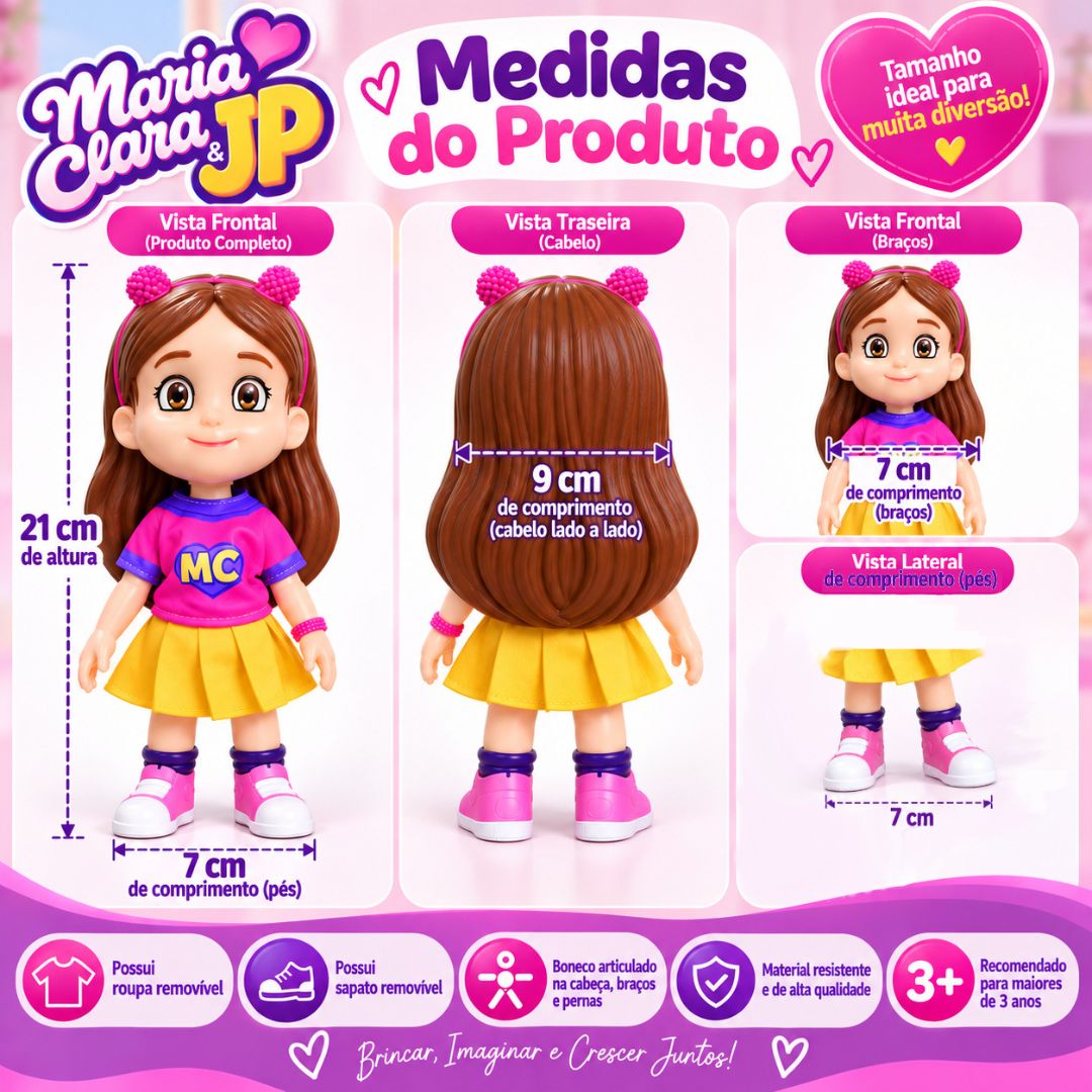 Boneca Maria Clara Tween Cachorrinha Nala Articulada Brinquedo Infantil Menina Brincar Youtuber Presente Criança - Imagem 5