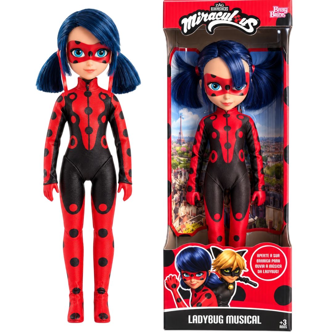 Boneca Miraculous LadyBug Musical Som Articulada Brinquedo Menina Infantil Presente Criança