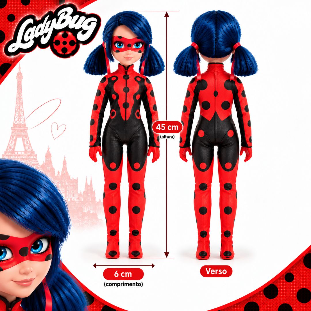 Boneca Miraculous LadyBug Musical Som Articulada Brinquedo Menina Infantil Presente Criança - Imagem 5
