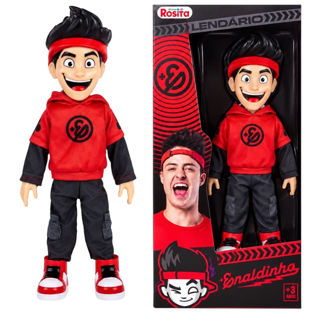 Boneco Enaldinho c/ Colar Do Poder Articulado Brinquedo Infantil Youtuber Menino Brincar Presente Criança