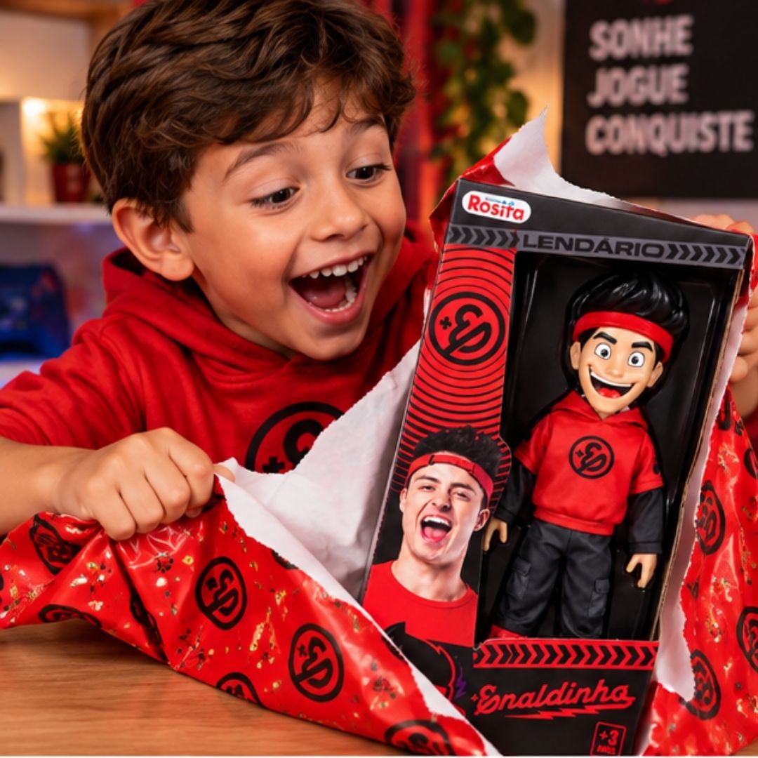 Boneco Enaldinho c/ Colar Do Poder Articulado Brinquedo Infantil Youtuber Menino Brincar Presente Criança - Imagem 3
