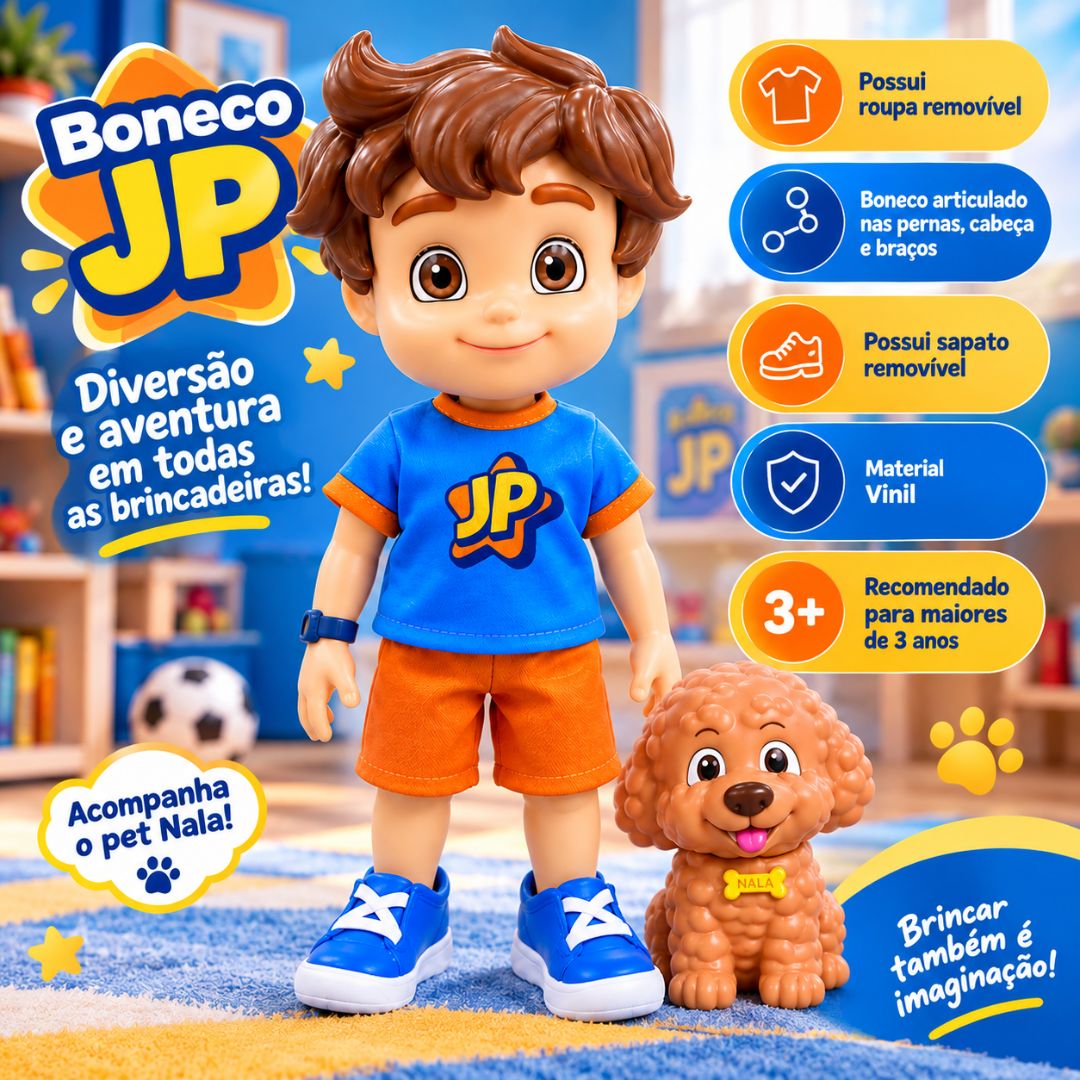 Boneco JP Tween Cachorrinha Nala Articulado Brinquedo Infantil Menino Brincar Youtuber Maria Clara Presente Criança - Imagem 2