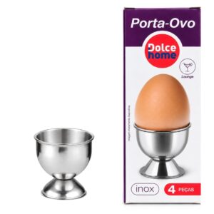 Porta Ovo Inox 4 Peças Cozinha Utensílio Servir Mesa Posta Taça Suporte Prático Elegante
