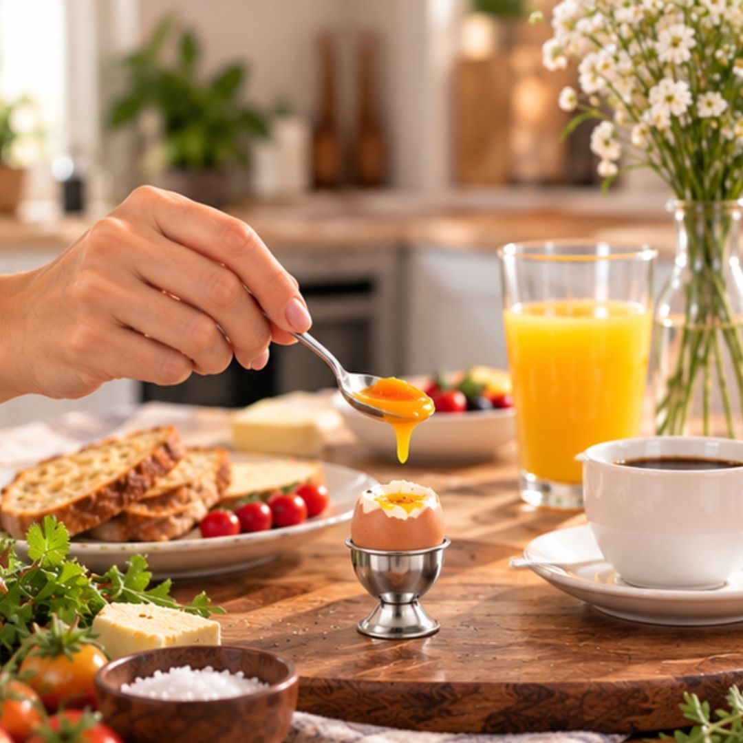 Porta Ovo Inox 4 Peças Cozinha Utensílio Servir Mesa Posta Taça Suporte Prático Elegante - Imagem 4